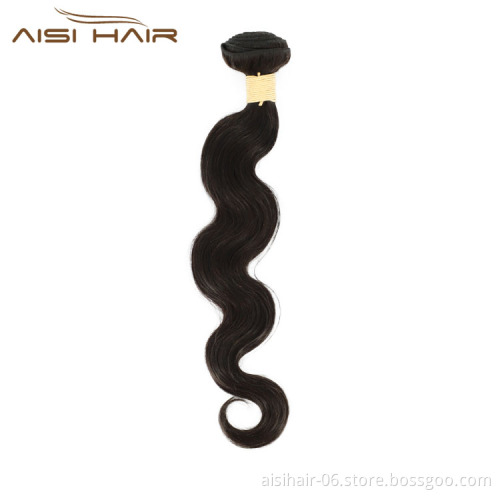 Aisi Hair High Quality Cheap Wholesale Vendor Natural Black Color Body Wave 100%  Brazilian Human Hair Weave Bundles